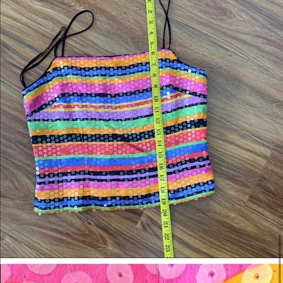 Kay Unger Colorful Striped Sequin Top - Picture 10 of 10
